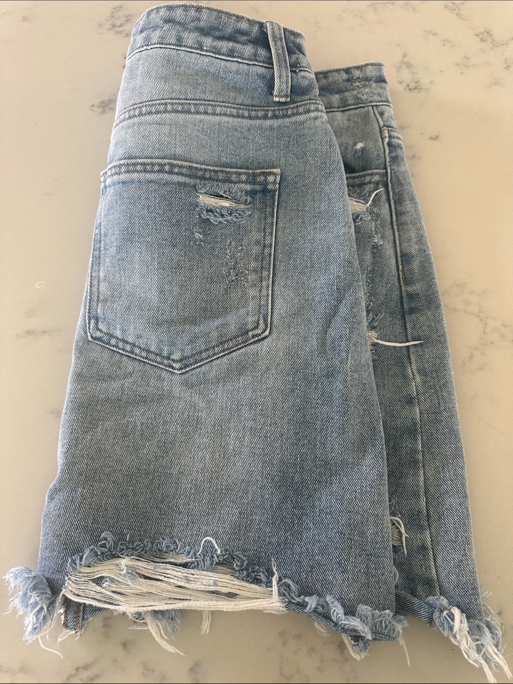 Distressed Light Blue Denim Mini Skirt - Picture 10 of 13